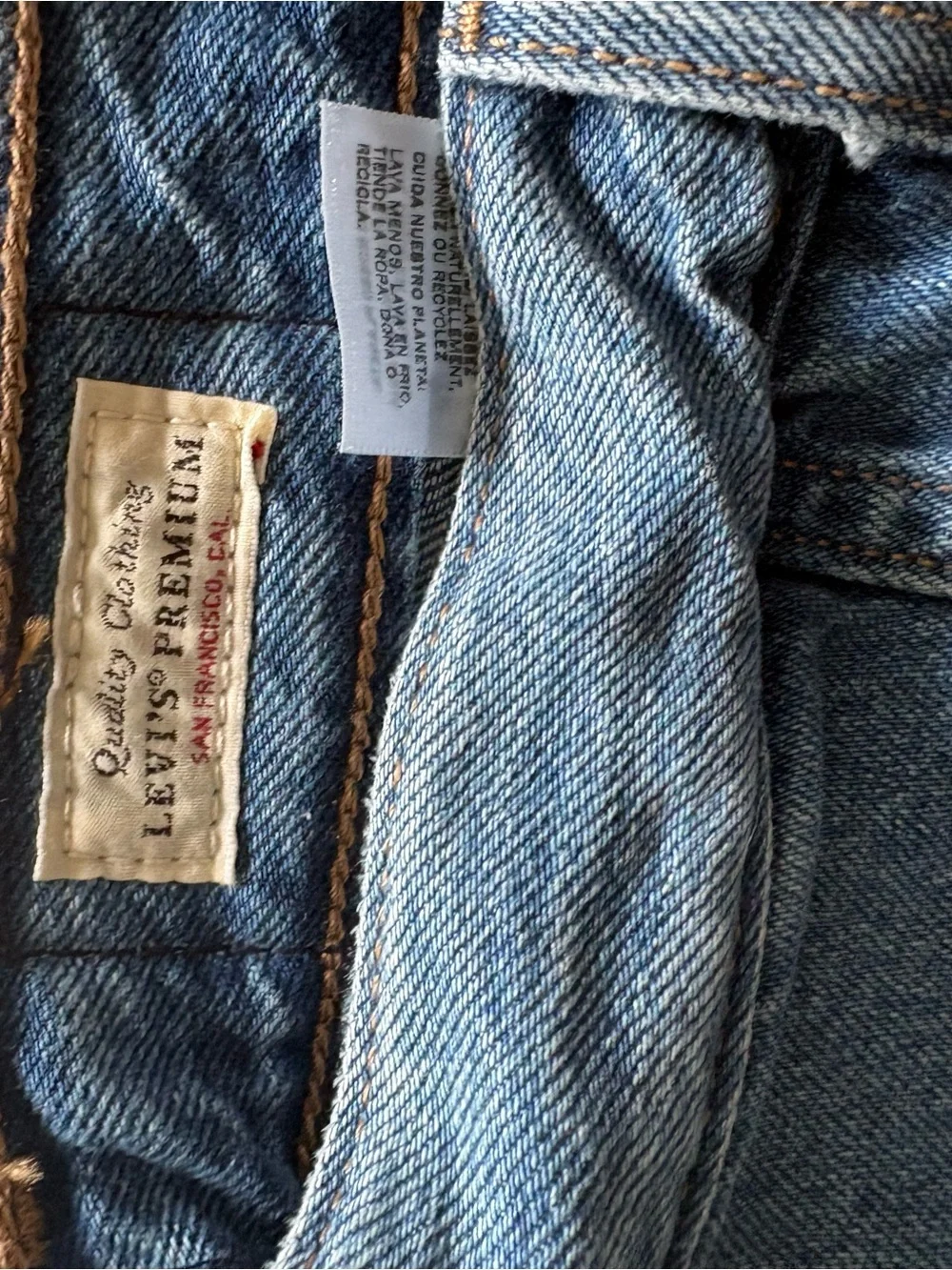 Levi's Medium Blue Denim Mini Skirt with Front Buttons